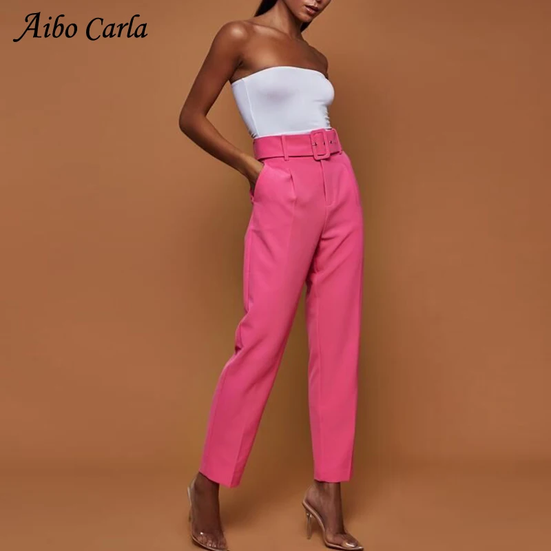 

Summer Spring New High Waist Harem Pants Capris Fashion Office Lady Trousers For Women Classical With Belt Female Pants