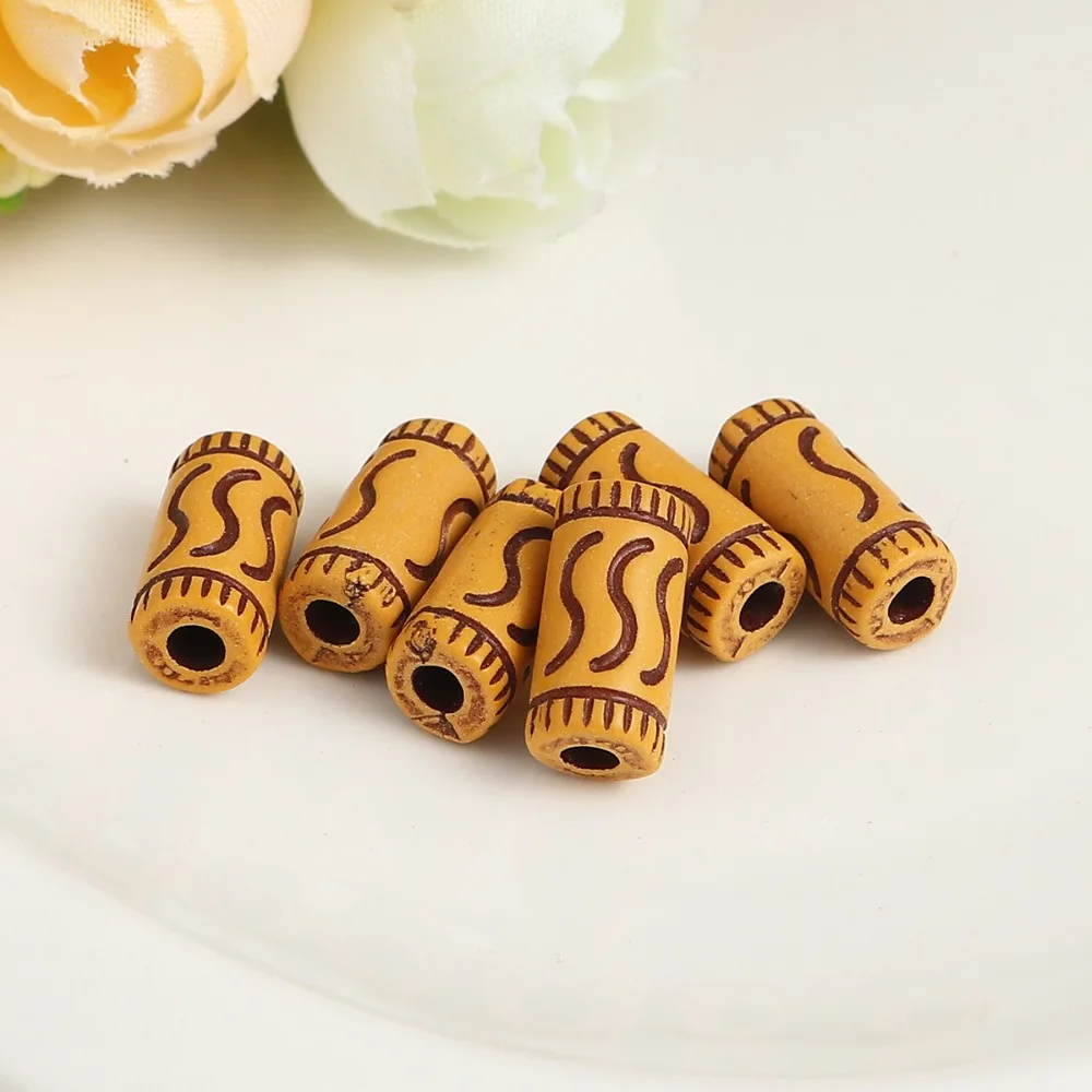 DoreenBeads круглые акриловые бусины цилиндрический коричневый полосатый рисунок