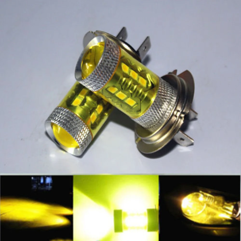 2pcs H7 80W 1400LM High Power 4300K 360 Degrees Yellow 2323 LED Car Fog Driving Lights Universal | Автомобили и мотоциклы