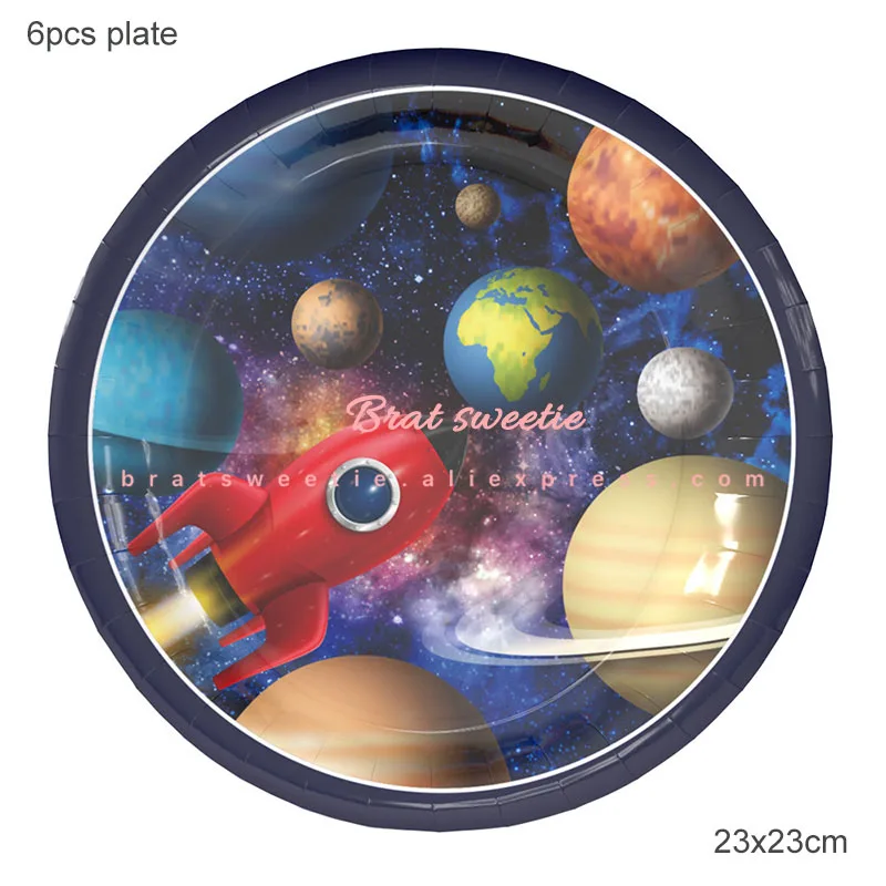 Space 9in plate Космические вечерние космонавты и ракеты корабль фольгированные шары галактика солнечная система тема вечерние для мальчиков детские украшения на день рождения - Цвет: Space 9in plate