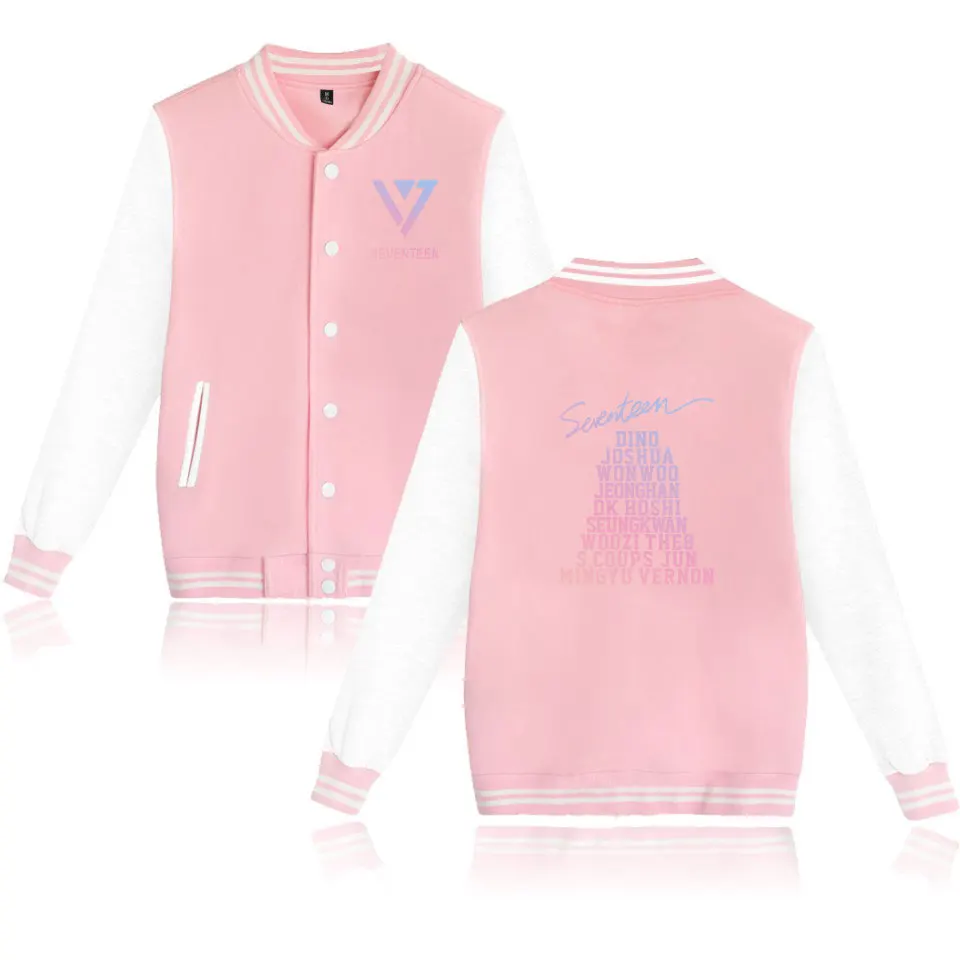 

SEVENTEEN jackets Fleece Long Sleeve Baseball Uniform jacket Coats Fashion Harajuku Hip Hop Baseball Jacket SEVENTEEN