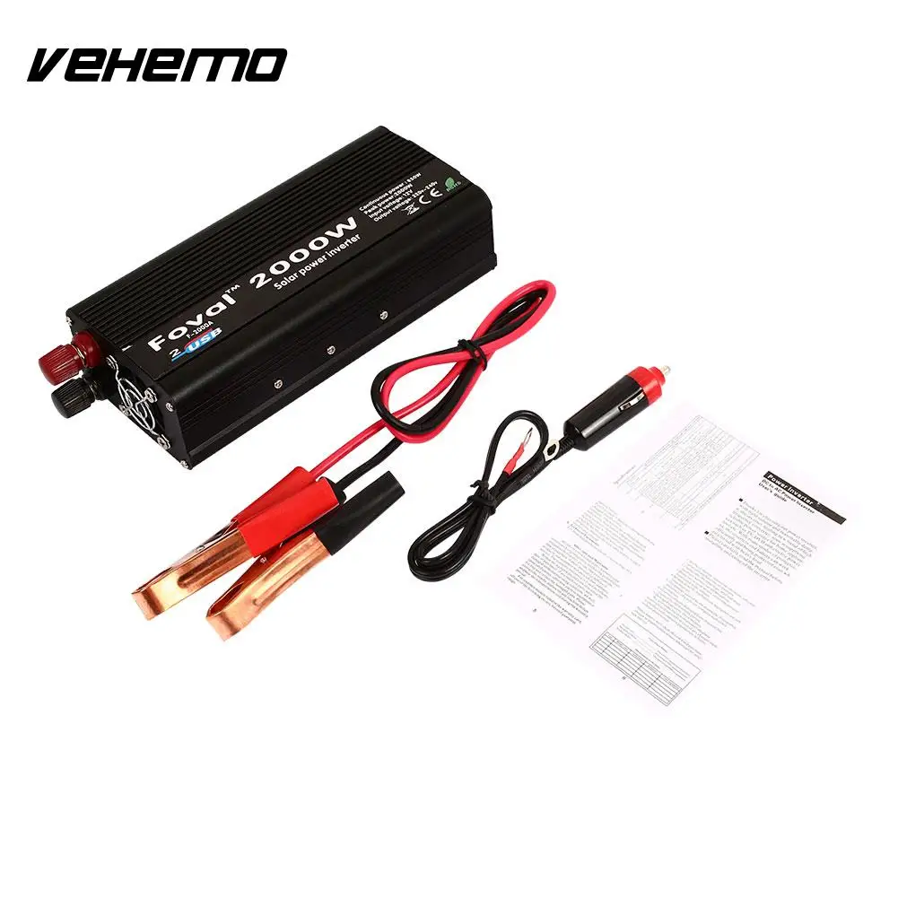 Vehemo 2000 Вт Модифицированная синусоида автомобильный инвертор вентилятор