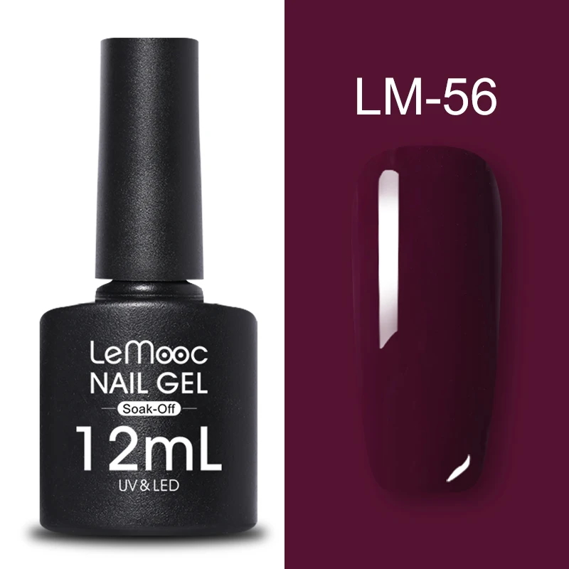 LM-56 LEMOOC, 12 мл, Гель-лак для ногтей, гибридный лак, все для маникюра, блеск для ногтей, верхнее Базовое покрытие, UV Vernis, Полупостоянный лак для ногтей - Цвет: LM-56