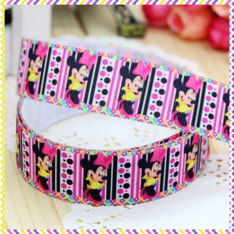 7/8 '' Микки Минни мультфильм напечатанные ленты hairbow головные уборы вечерние украшения «сделай сам» оптом OEM 22 мм D289