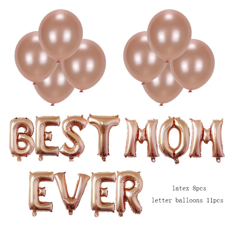 rose gold Вечерние шары для Дня матери, 16 дюймов, розовые золотые шары с буквами, лучшие воздушные шары из фольги для мамы, вечерние шары - Цвет: rose gold