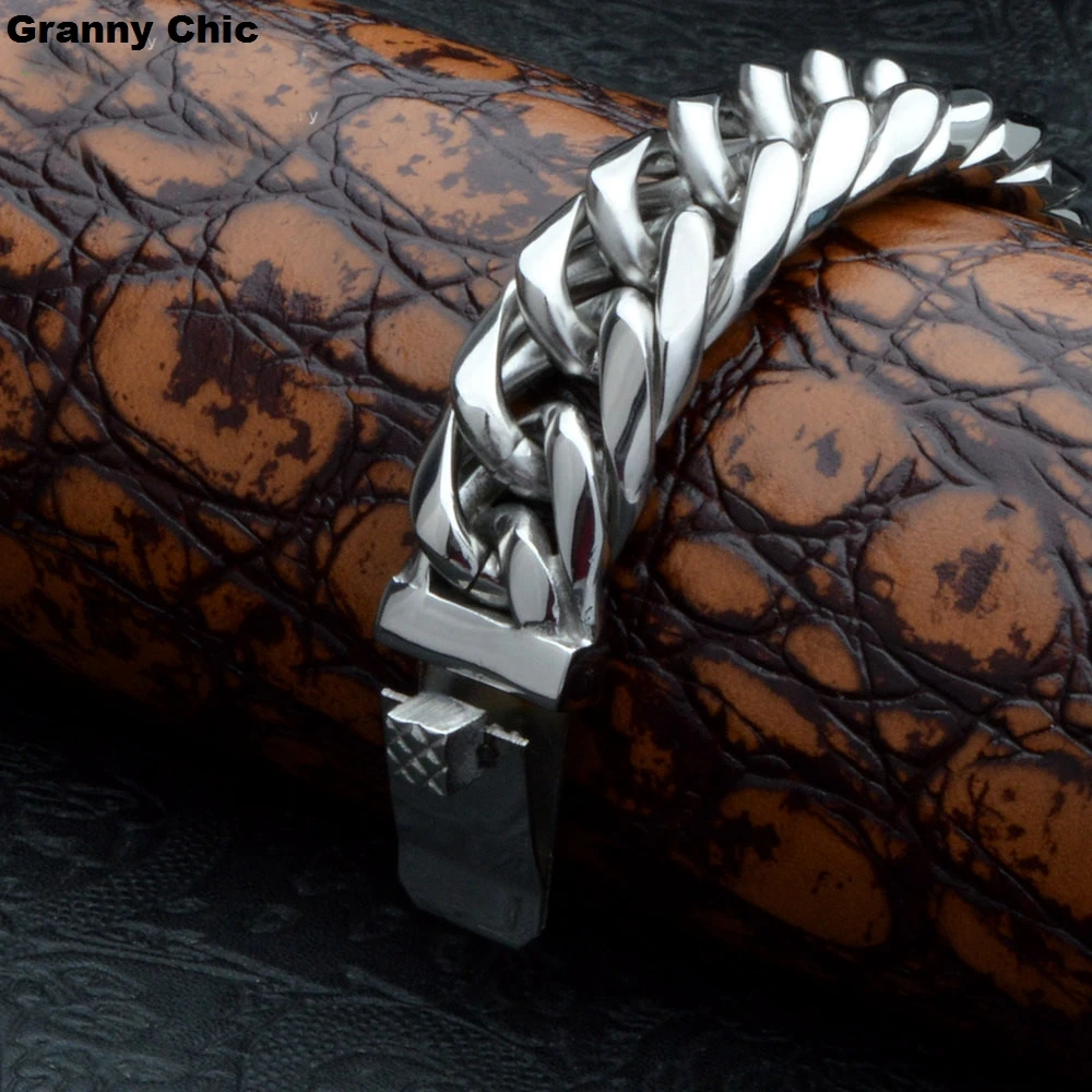 Браслет Granny Chic мужской из серебристой нержавеющей стали изящная цепь панцирного