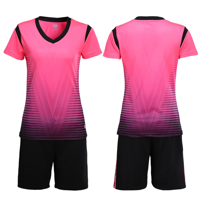 LT1604 pink jerseys Новые женские футбольные майки наборы волейбольные спортивные костюмы женский спортивный комплект Футбольная форма майки рубашки дышащие Пользовательские печати - Цвет: LT1604 pink jerseys