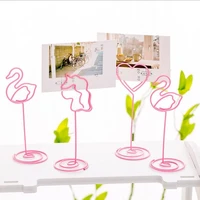 kawaii pink flamingo unicorn wedding favors place card holder table photo memo note desk name card folder clips message clip