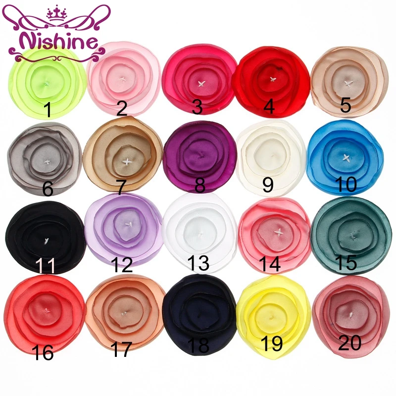 

Nishine 30pcs/lot 1.8" Multi-layer Chiffon Petals Flower Hair Flowers For Kids Girls Hair Clips Hair Accessories Headbands