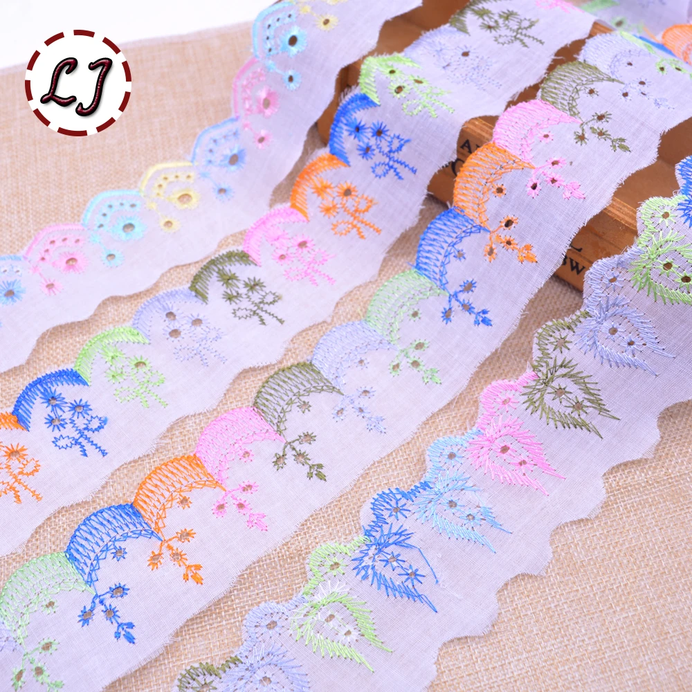 Лидер продаж 2 ярда/Лот 50 мм цветная белая вышитая кружевная отделочная лента для