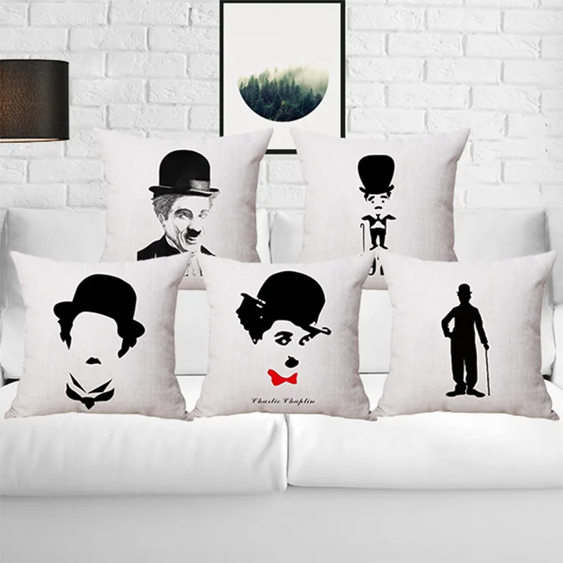 Фото Наволочка подушка "Чаплин" наволочка из хлопка и льна размер 45*45 декоративные