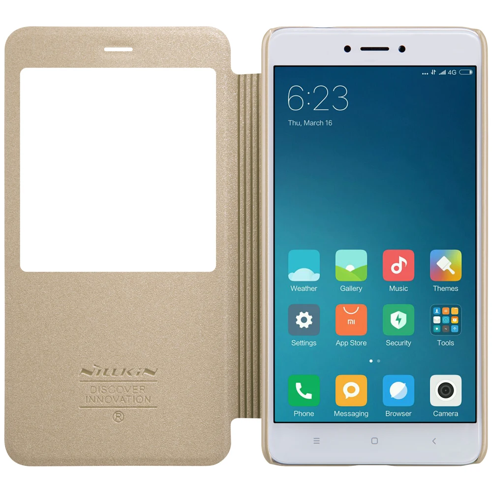 NILLKIN Sparkle ultra thin leather case phone for xiaomi redmi note 4x flip cover bag smart viewer window | Мобильные телефоны и