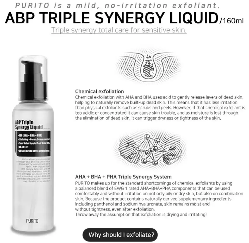 Сыворотка для лица PURITO ABP Triple Synergy Liquid 160 мл сыворотка лечения акне уход за кожей