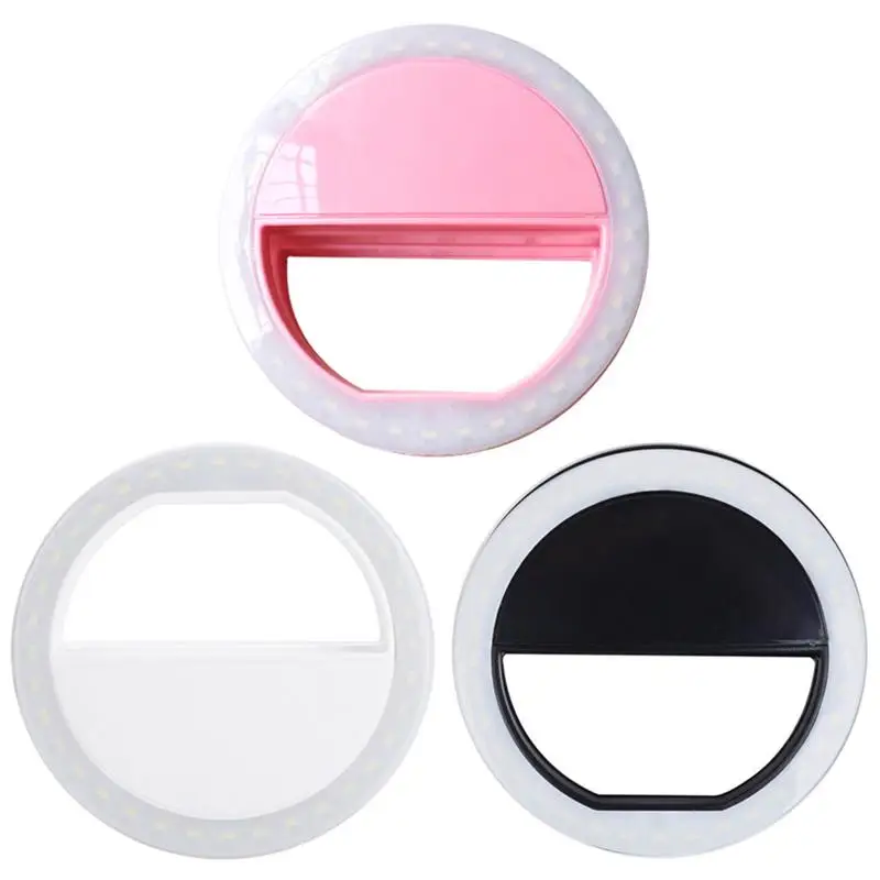 Universal Selfie LED Ring Flash Fill Light Clip Camera Enhancing Photography For IPhone Android Phone Pink White Black | Лампы и