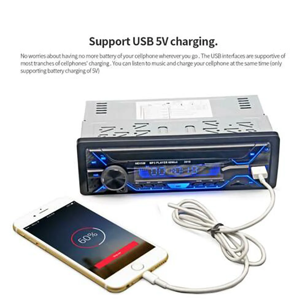 12 В автомобильный Радио-Кассетный проигрыватель стерео Bluetooth 1 DIN FM USB/SD/AUX MP3 плеер головное устройство в тире Авторадио Авто звук для android