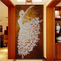photo 3d non woven fabric wallpapers hallway murals ballerina girl oil painting home decor living room bedroom door decoration