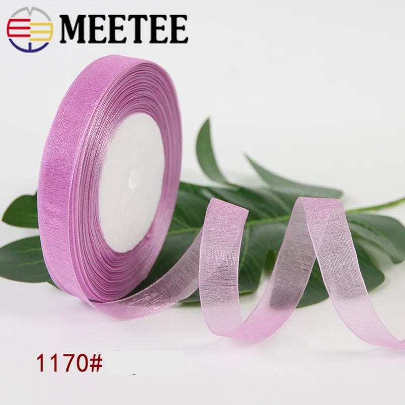 Meetee 5pcs(1pcs=45meters) 1.5cm Christmas Ribbon Transparent Yarn with DIY Gift Packaging Braided Hair Accessories BD147 | Дом и сад