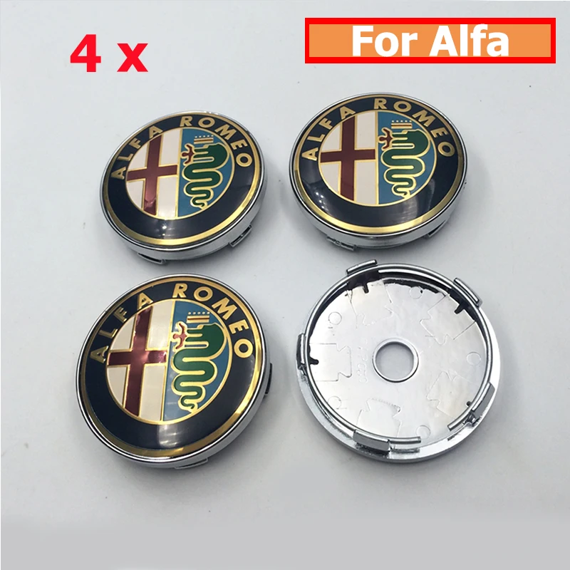 Car Styling 4 x 60mm Wheel Emblem Badge Logo Stickers For ALFA ROMEO Rim Cover Dust-proof Covers (fit ) |
