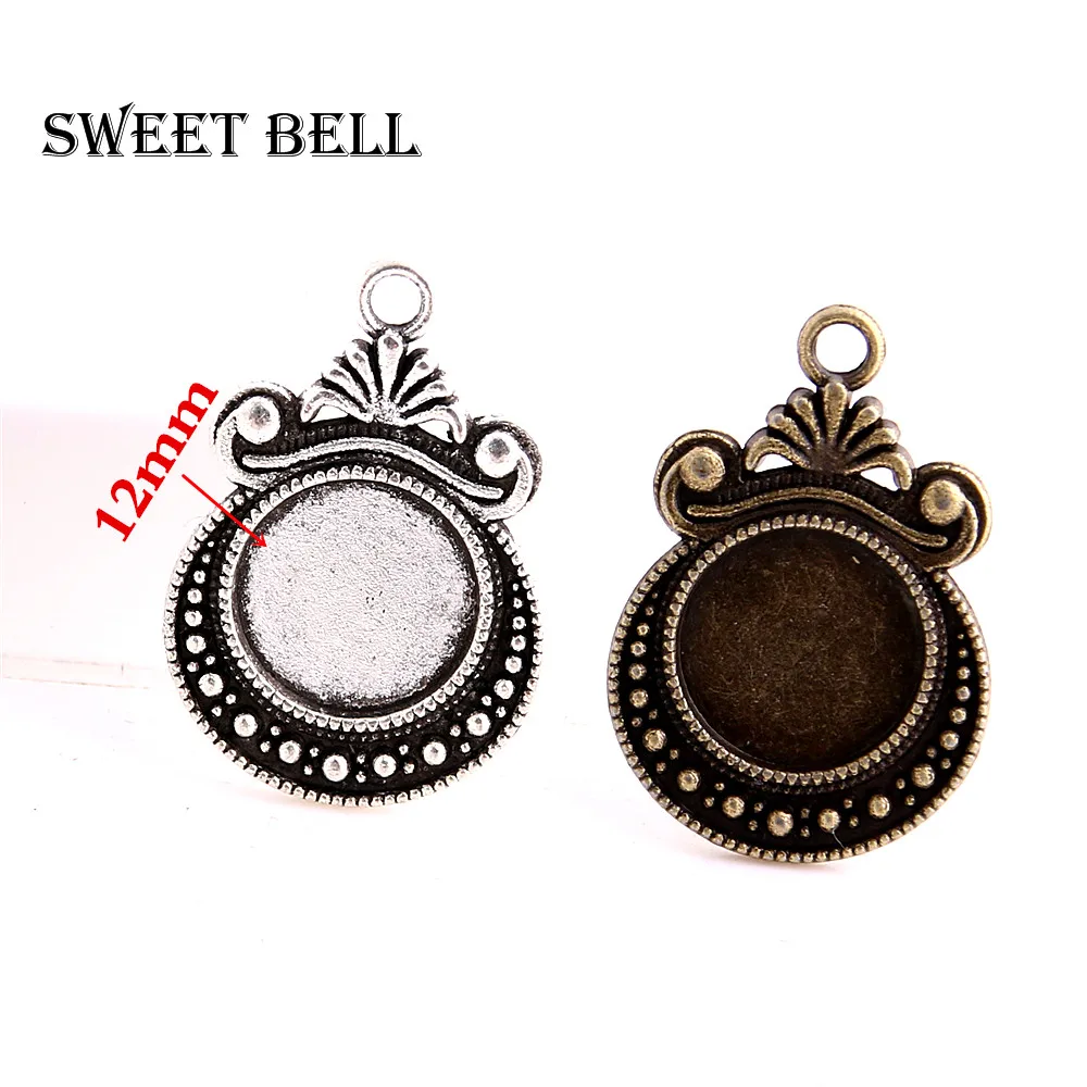 SWEET BELL 30 шт./лот ожерелье в стиле ретро с подвеской кабошон основа камеи рамка без