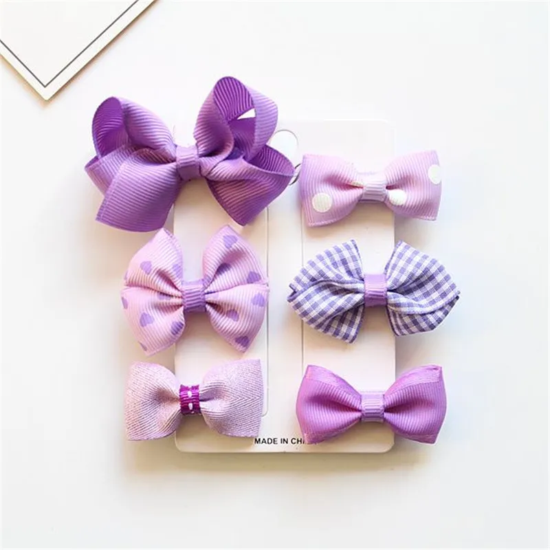 purple hairpin MIXIU 6 шт./компл. смешанные стили с прелестным бантом Резинки для волос+ заколка для волос с бантом заколка для волос для маленьких девочек Головные уборы аксессуары для волос - Цвет: purple hairpin