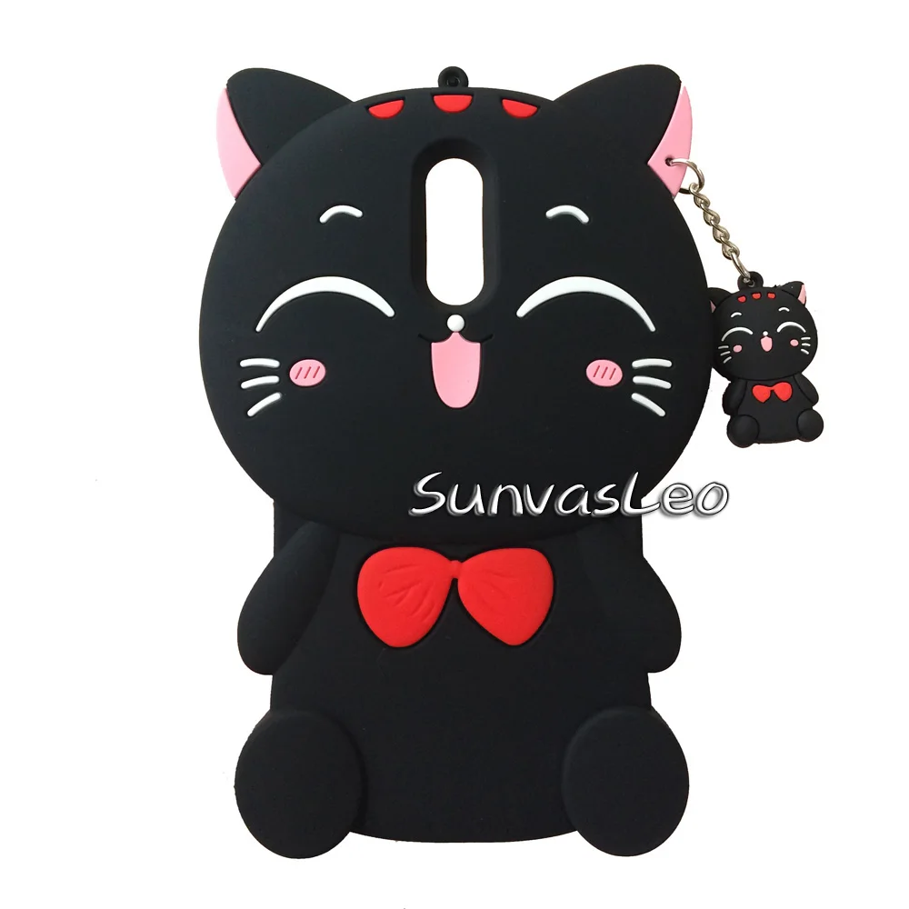 Black Lucky Cat Для LG Q Stylo 4 Q710MS 3D Мягкий силиконовый чехол милый мультфильм животных резиновый чехол на заднюю панель мобильного телефона оболочка кожа для LG Q Stylus Plus - Цвет: Black Lucky Cat