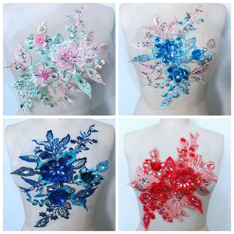 Ручная работа цвет горного хрусталя Жемчужное Кружево вышитая нашивка