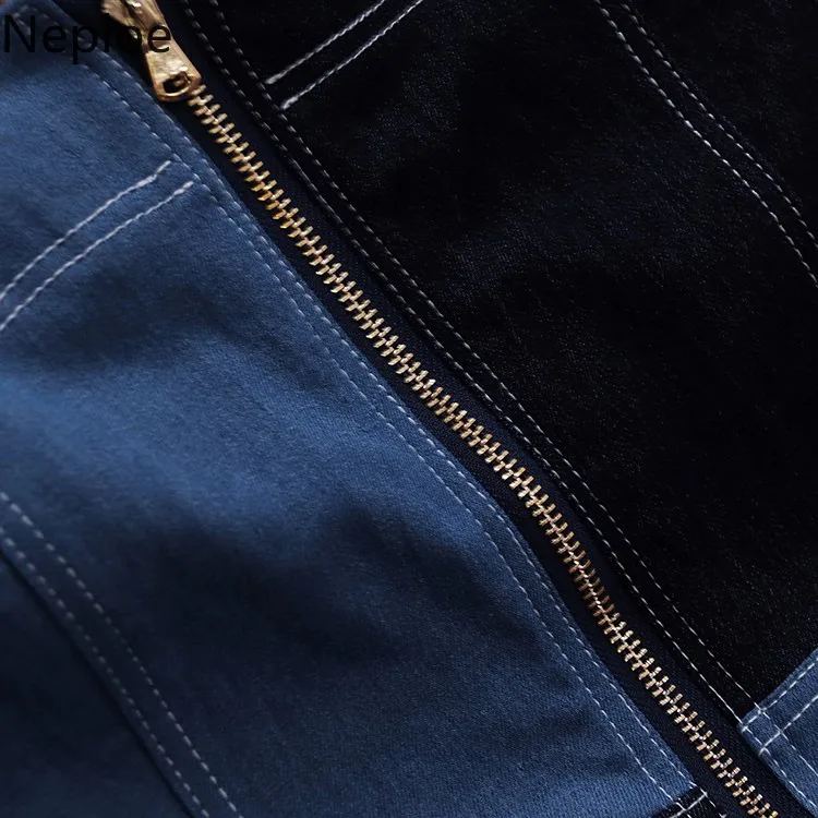 2019 весенние женские комбинезоны в стиле пэтчворк и КолорБлок уличная джинсовый