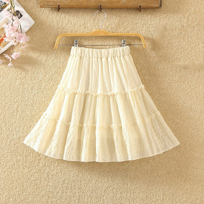 Юбка женская шифоновая с оборками короткая плиссированная пляжная мини-юбка