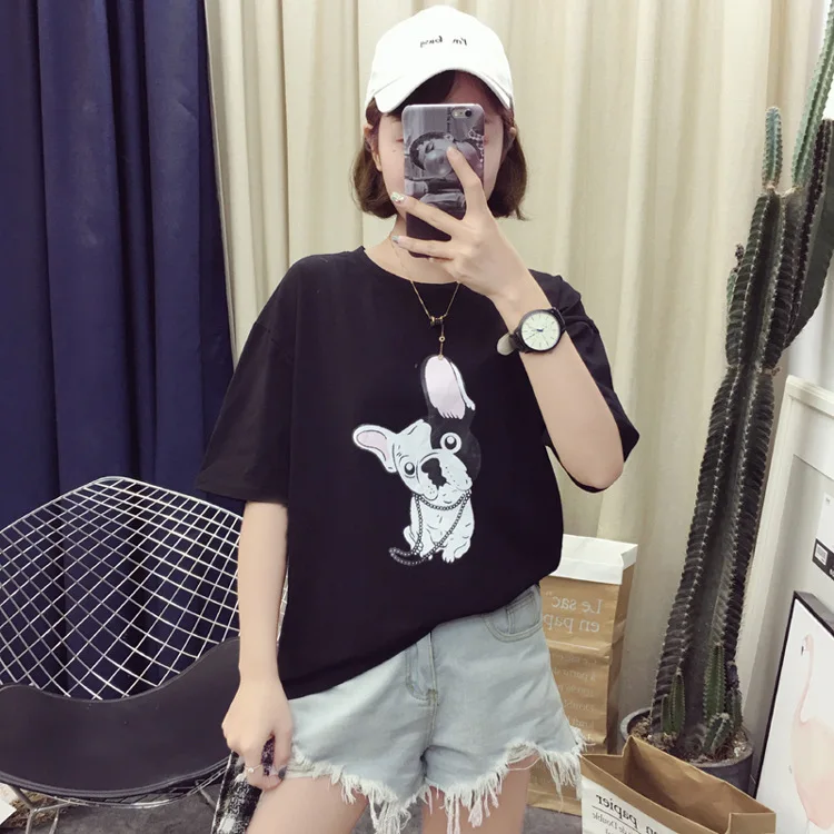 Новые модные женские топы с принтом собаки летняя футболка для девочек футболки