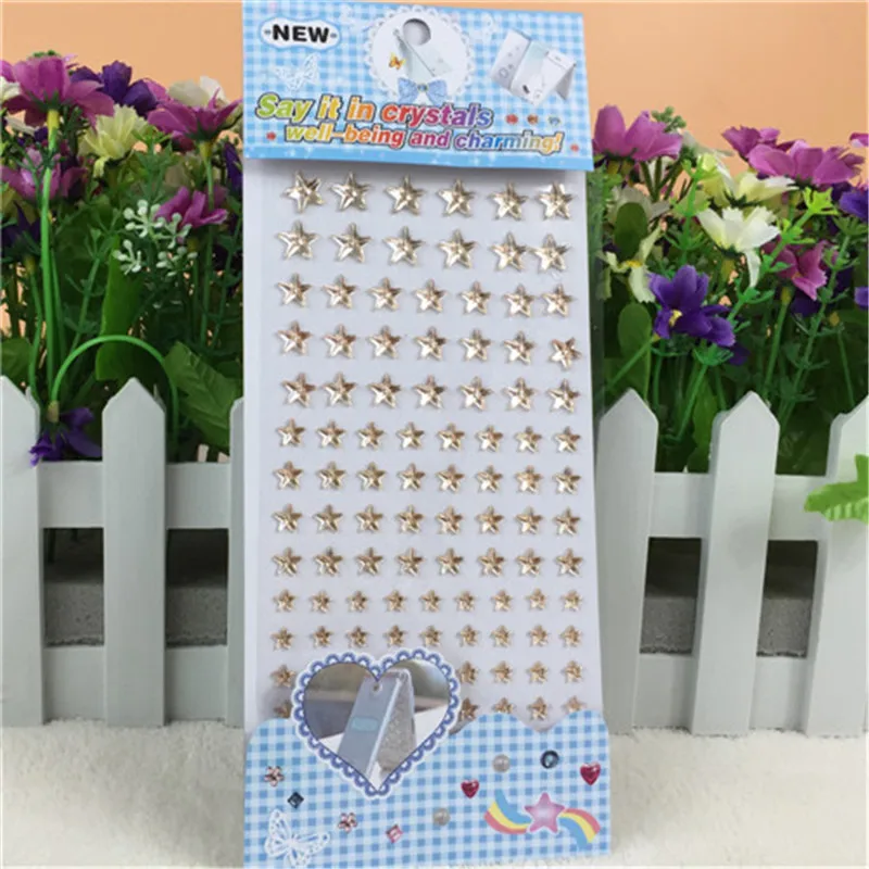 

Crystal Acrylic champagne Five-pointed star Stickers Kids Toys Self Adhesive Glass Frame decoratio Kindergarten award stickers