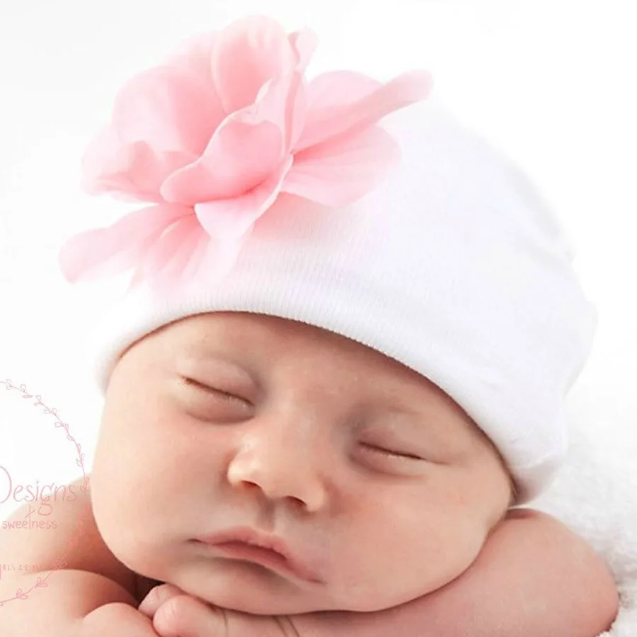 Baby Girl Cotton Hat Spring Autumn Infant Beanies Cap Candy Color Newborn Flower Toddler Hair Accessories SW164 | Детская одежда и