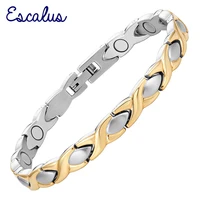 escalus classic cross magnetic bracelet for women healing stainless steel gold color charm bracelet fashion gift jewelry