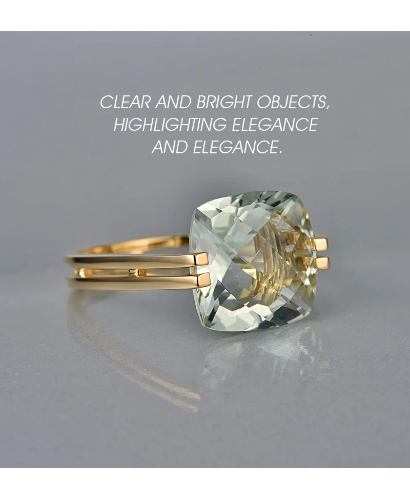 Caimao ювелирные изделия 6.6ct натуральная квадратная Подушка Зеленый Аметист 14 К Золотое кольцо