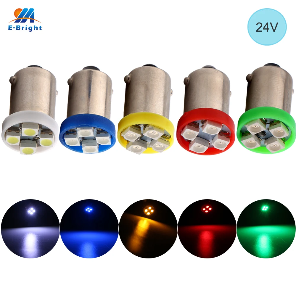 YM E Bright 300 шт. BA9S 1210 4 SMD T4W T11 24 В DC светодиодный ные лампы белого синего