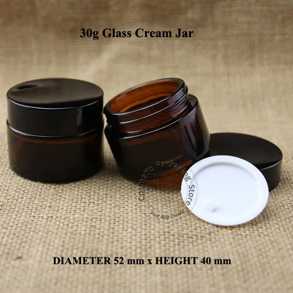 Пустая стеклянная баночка для крема лица янтарного цвета 20 шт./лот 30 г 1 унция