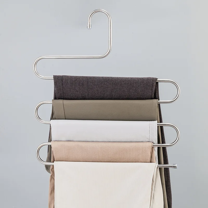 Fashion Pants Hanger Call Organizer Hanging Clothes Rack Hanger Layers Clothing Storage Space Saver Closet Organization Home Dec - Цвет: Золотой