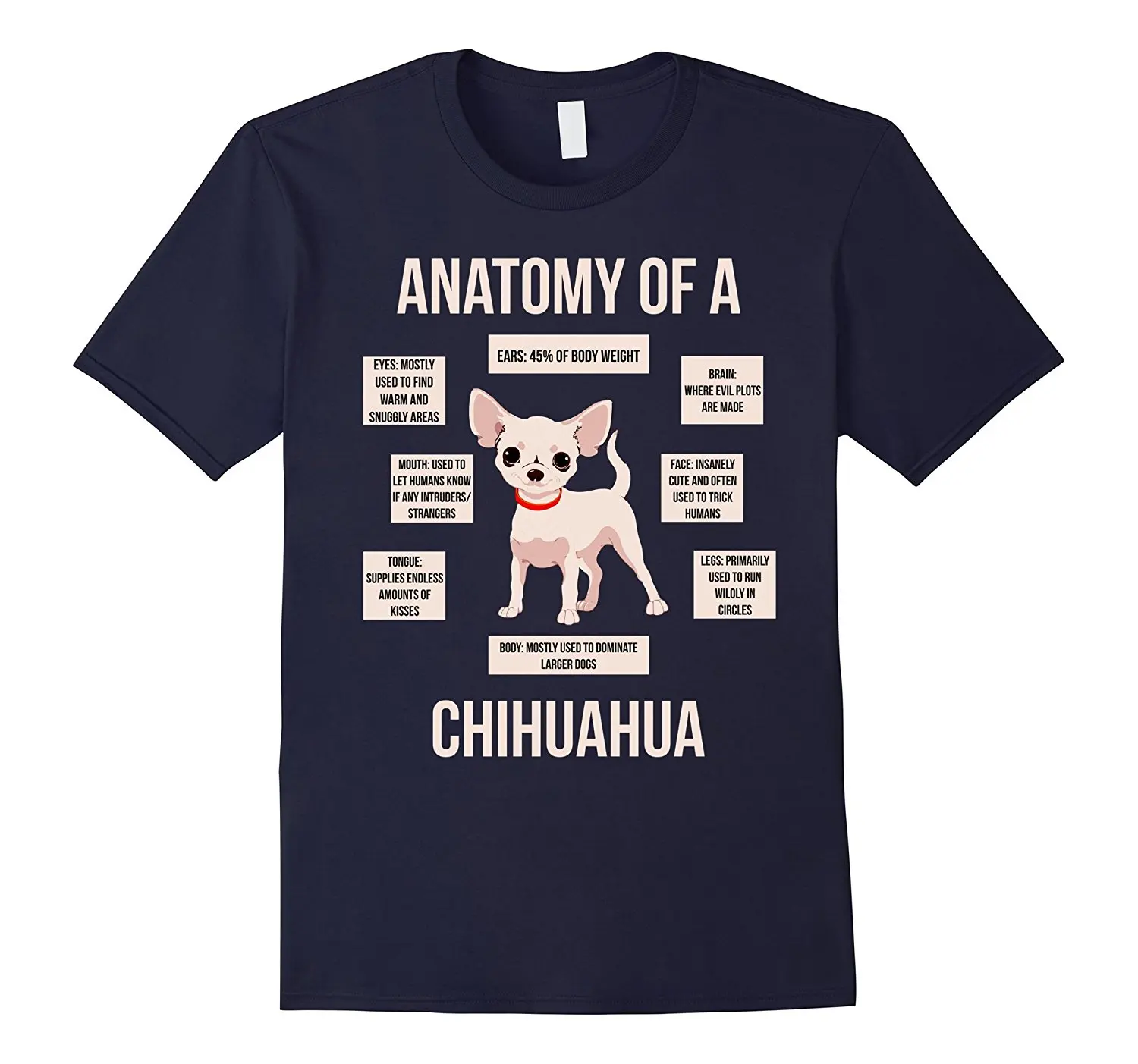 

2019 New Short Sleeve Casual Anatomy of A Chihuahua T-Shirt Funny Puppy Gift Summer Casual Man T Shirt Good Quality