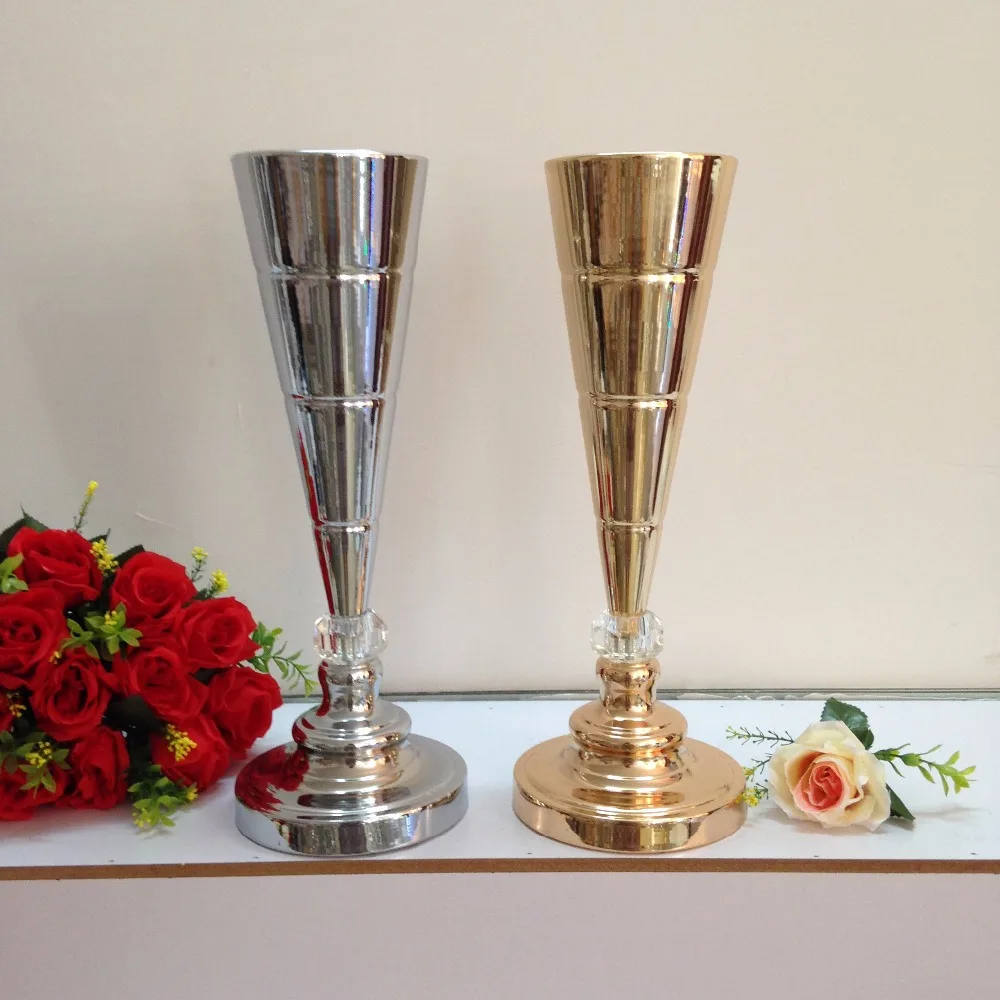 

45cm /17.7" Wedding Road Lead Flower Shelf Silver or Gold Table Stand for Wedding Centerpiece Decoration flower vase