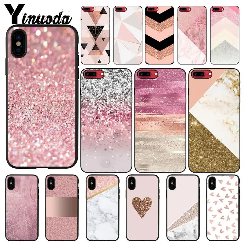 Золотистый розовый блестящий Мраморный чехол для телефона iphone 12 11 Pro Max 6S 6plus 7 8plus X