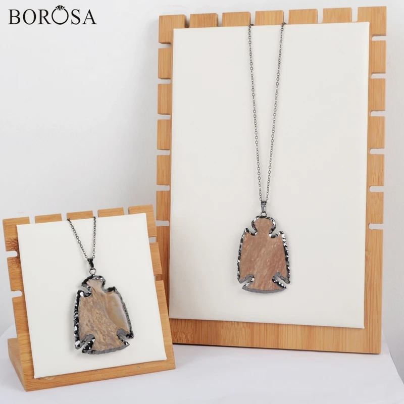 BOROSA черное покрытие грубое натуральное ожерелье из яшмы форма птицы для США