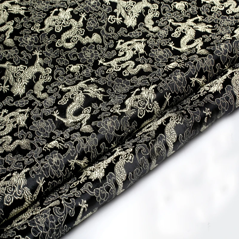 Black Dragon style Metallic Jacquard Brocade Fabric for clothing,bedding,table cloth patchwork DIY home decoration
