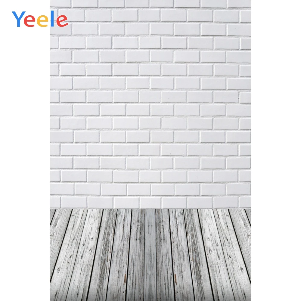 

Yeele White Brick Wall Wooden Board Portrait Grunge Photography Backgrounds Customized Photographic Backdrops for Photo Studio