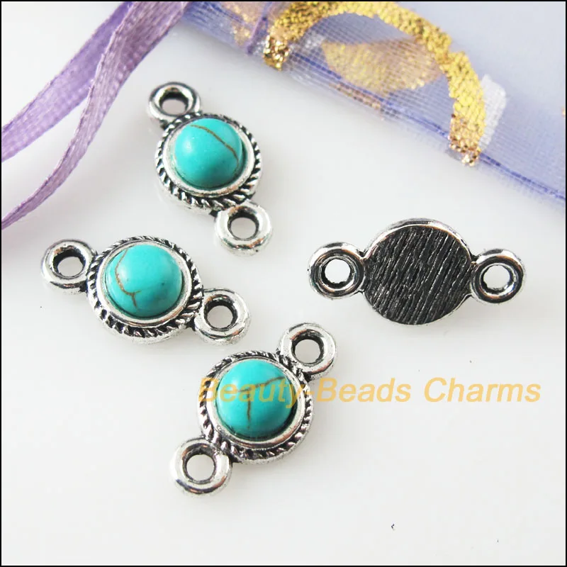 Новый 25 шт. ретро тибетский серебристый Круглый Подвески Разъемы 8.5x16mm | Украшения