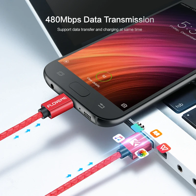 FLOVEME Магнитный кабель Micro USB 3A Быстрая зарядка данных магнитная для Samsung S7 S6 Xiaomi LG