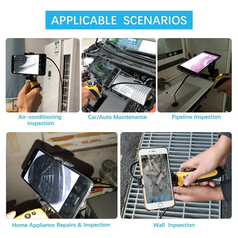 USB бороскоп Полужесткий эндоскоп Инспекционная камера водонепроницаемая CMOS HD с 6