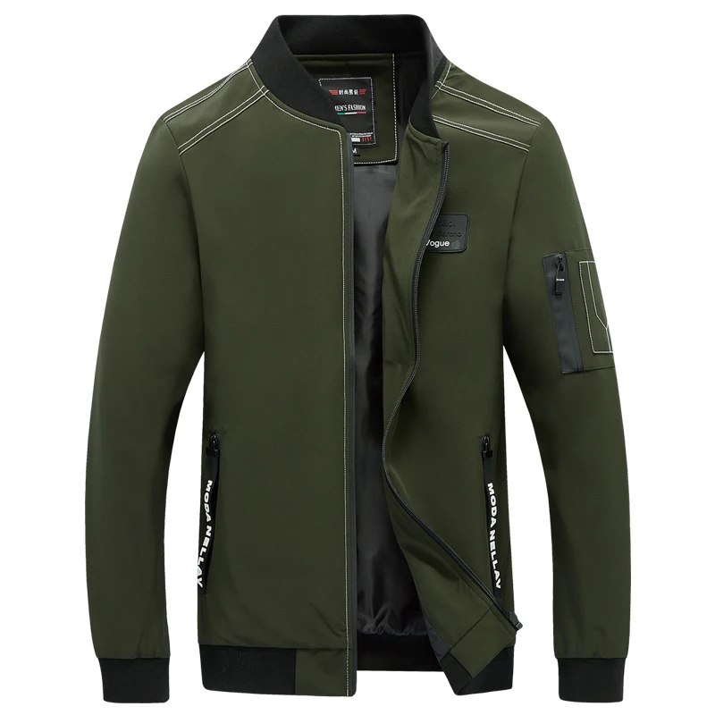 Курточка бомбер Для мужчин Повседневное Slim Fit Для мужчин s куртка на молнии легкий модные однотонные Для мужчин s пальто тонкий мужской верхней одежды ветровка