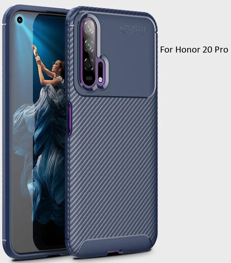 Чехол из углеродного волокна для huawei Honor 20 Pro View 20, ТПУ, силиконовая Матовая защитная накладка из волоконной ткани