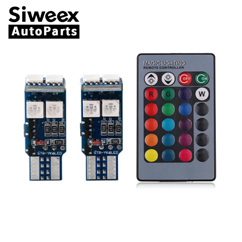 2 шт. 12 В LED T10 W5W 6 SMD 5050 авто автомобиль RGB интерьер КУПОЛ Клин лампа для чтения