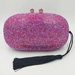 Rose Red Женские клатчи и сумочки, королевский синий кристалл, женские вечерние клатчи, модные сумочки с кисточками, женские клатчи на плечо - Цвет: Rose Red