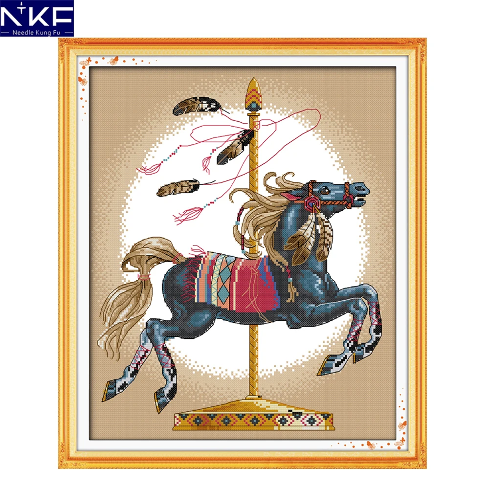 

NKF Swing Cross Stitch Pattern DIY Handmade Craft Cross Stitch Set Embroidery Kit Animal Design Stitching Home Decor